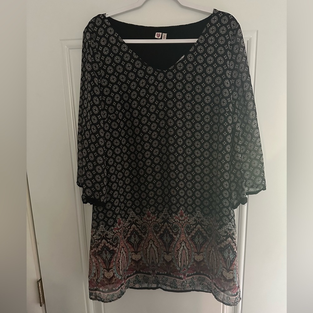 Chic Black and Red Women's Tunic Shirt Elegant All Uniform Wear Size XL